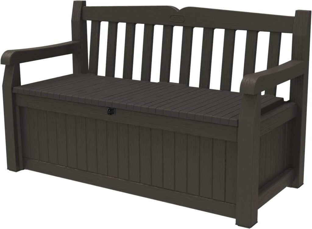 70 Gallon Storage Bench Deck Box, Outdoor Patio Seating & Garden Storage, Brown