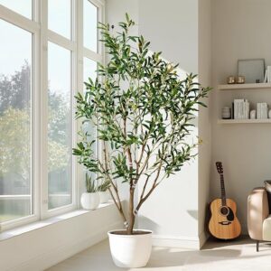6.6Ft Faux Palm Tree, Large Artificial Silk Potted Plant for Indoor & Outdoor Home Decor, Green