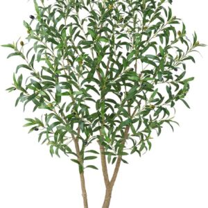 6FT Artificial Olive Tree, Faux Potted Plant with Realistic Leaves & White Planter, Indoor Home Decor