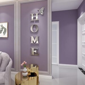 Acrylic Mirror Wall Letter Decals, Silver, 47.2 x 15.3 in, Home Wall Decor Stickers for Living Room & Bedroom