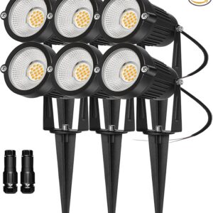 6-Pack LED Landscape Spotlights, 7W 700LM Warm White 2700K, Low Voltage 12V/24V Outdoor Garden & Pathway Lights, IP65 Waterproof