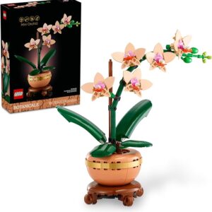 Mini Orchid Building Set, Artificial Plant Home Decor, Indoor Desk/Table Display, Adult Building Kit
